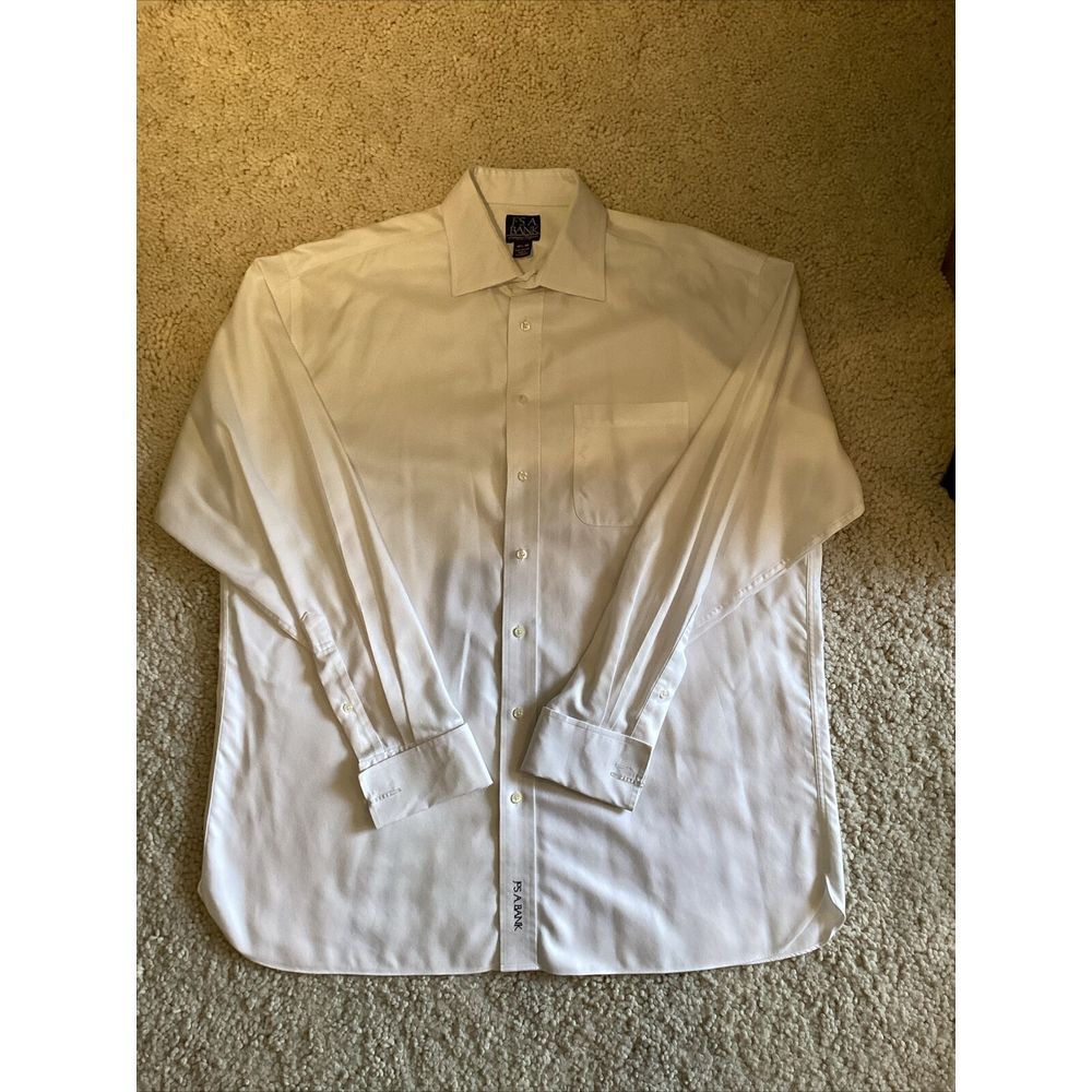 Jos A Banks Signature Collection White Tuxedo Shirt French Cuff Size 16.5